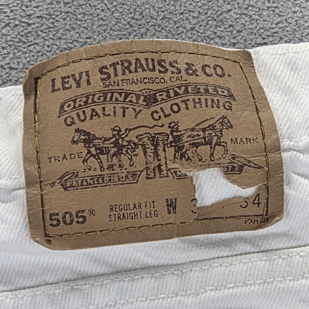 VTG Levis 505 Jeans Mens White Made‎ In USA Fits 27x29